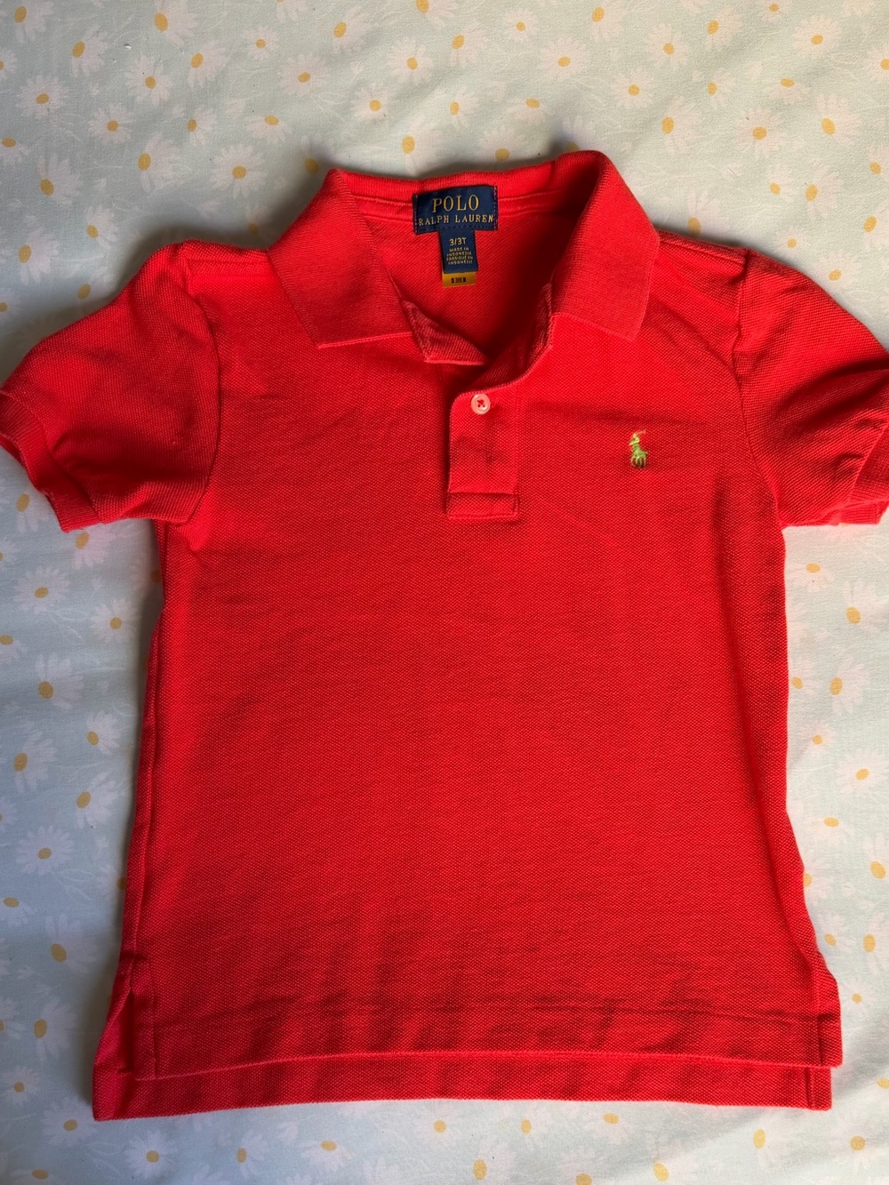 Ralph Lauren Coral-Red Polo Shirt with Embroidered Pony